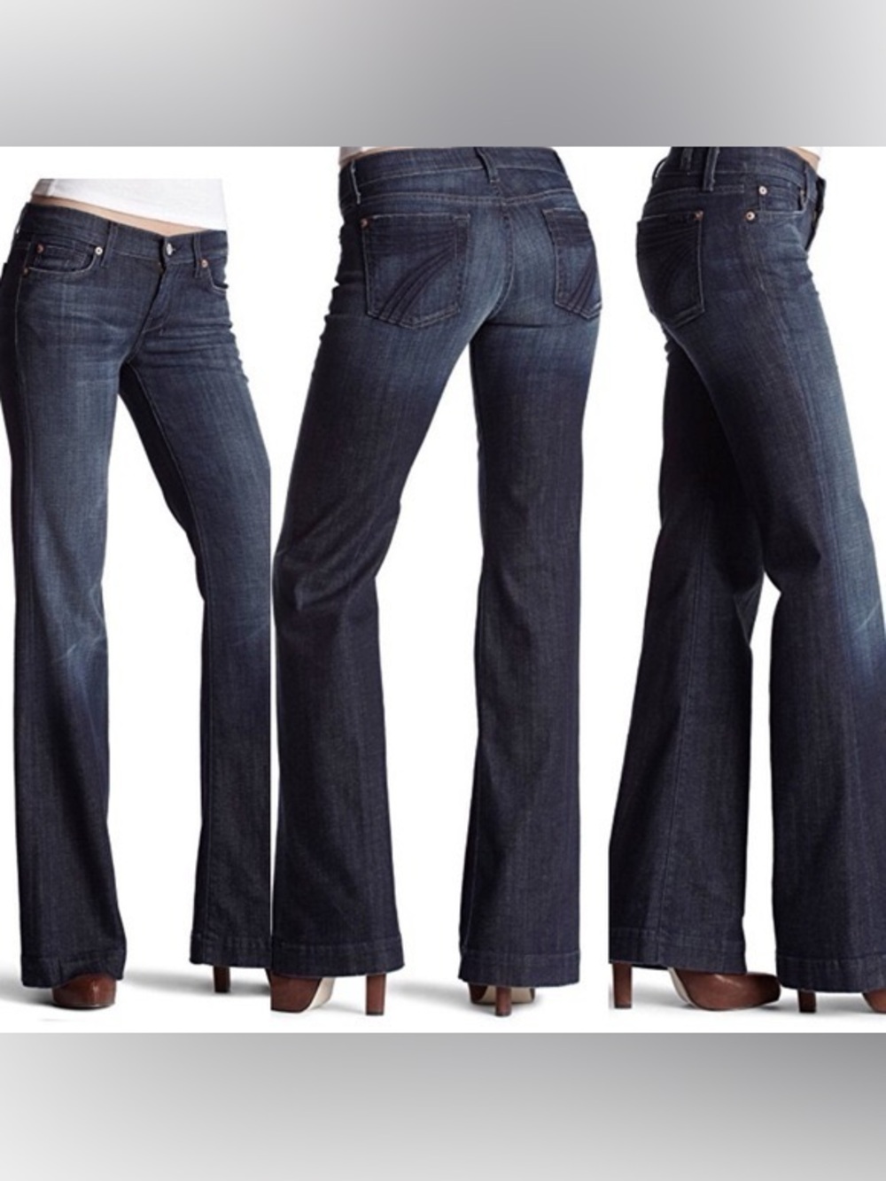 7 For All Mankind Dojo Flare Jeans Size 28 In Dark Wash Mid Rise